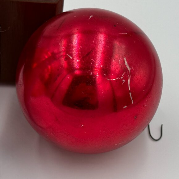 2 VINTAGE  SHINY BRITE MADE USA GLASS Christmas Ornaments Red and Pink 3" - Picture 11 of 14